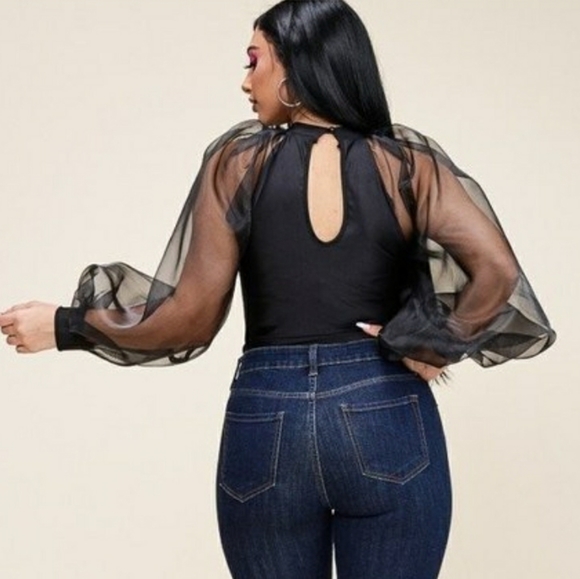 Sheer balloon sleeve bodysuit - Picture 5 of 7